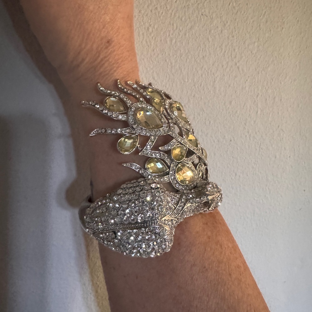 Silver And Yellow Gemstone Statement Bracelet/Cuff - image 8